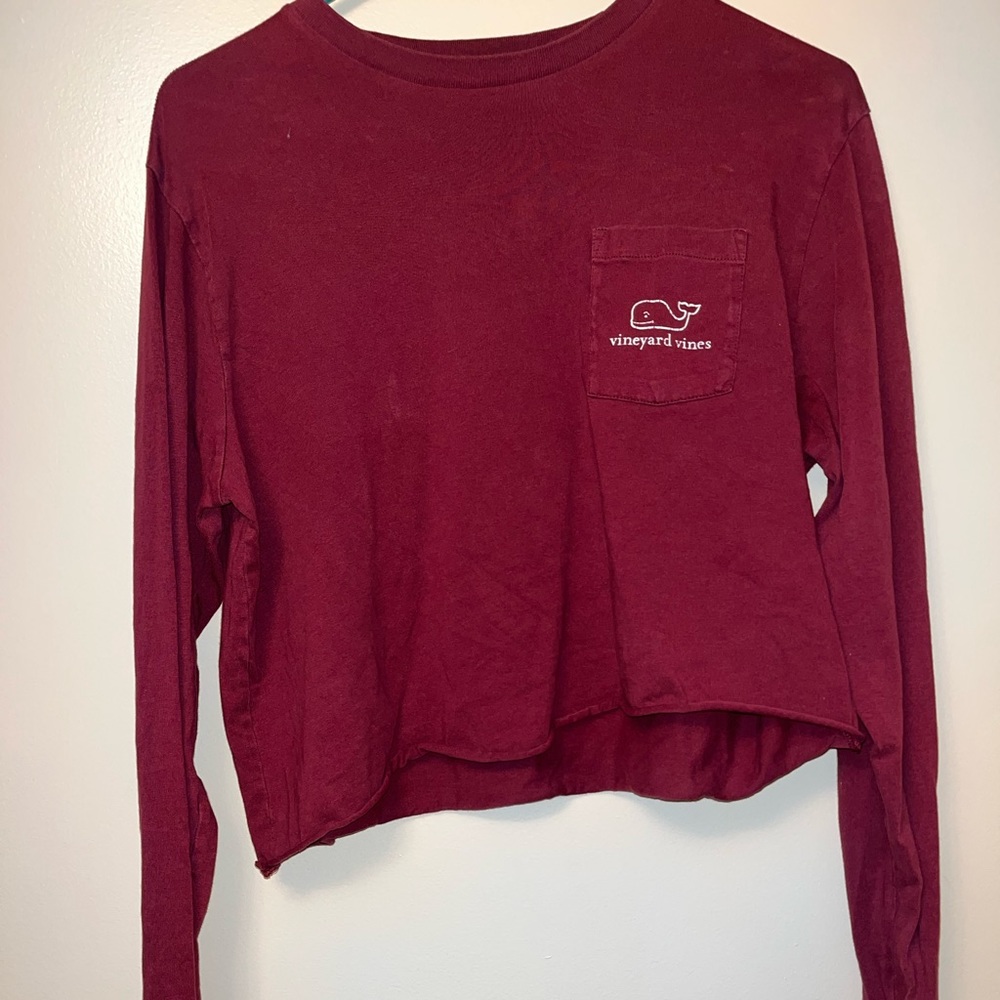 maroon long sleeve crop top